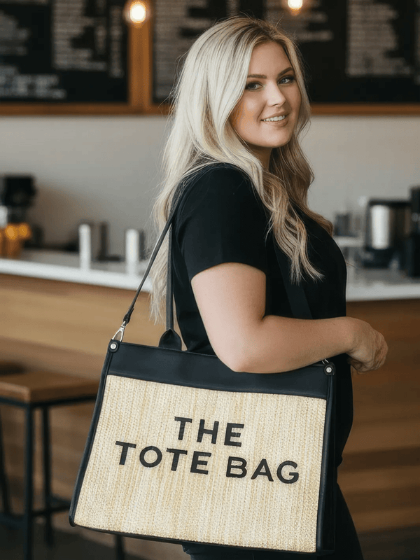 Stylische Schultertasche mit Bast-Optik – zweite Ansicht