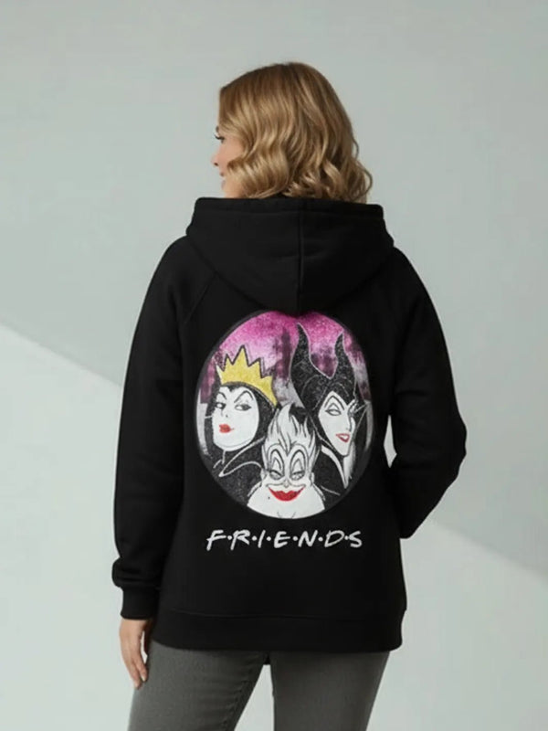 Sweatjacke „Friends“ mit Print & Kapuze – in großen Größen von CurvyRausch. Stylische Plus Size Fashion für kurvige Frauen.
