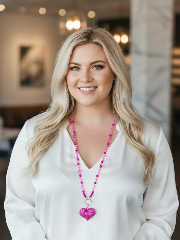 Variokette Herz Pink – Strass & Glitzer – in großen Größen von CurvyRausch. Stylische Plus Size Fashion für kurvige Frauen.