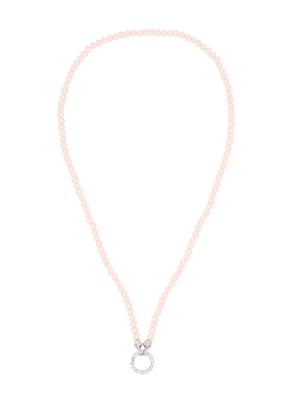 Variokette in Rosa – lange Kette aus facettierten zartrosa Perlen mit silberfarbenem Strassring zum Öffnen für Varioanhänger, von CurvyRausch