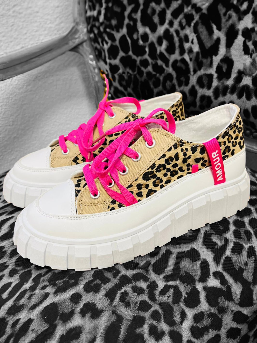 Amour Sneaker Leoprint Pink Ausdrucksstark Bequem| 37-39