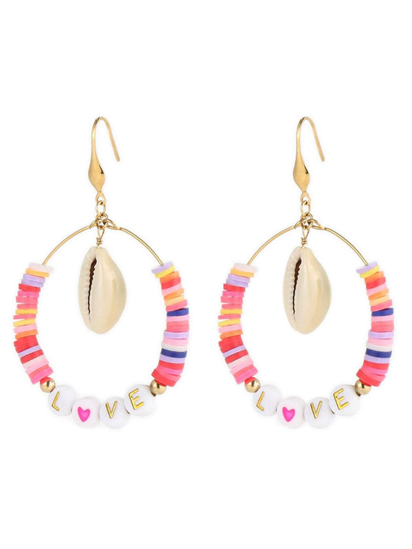 Boho-Ohrringe mit LOVE & Muschel – zweite Ansicht