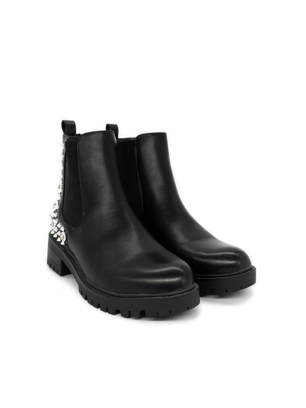 Boots mit Nieten und Strass in schwarz – in großen Größen von CurvyRausch. Stylische Plus Size Fashion für kurvige Frauen.