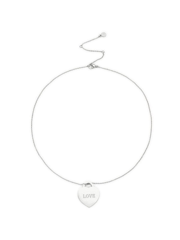 Feine Edelstahlkette mit Herz - Anhänger und Love Gravur – in großen Größen von CurvyRausch. Stylische Plus Size Fashion für kurvige Frauen.