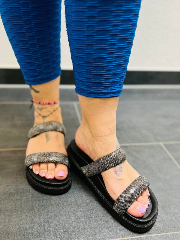 Glitzer - Glamour Schläppchen | 36 - 41 – in großen Größen von CurvyRausch. Stylische Plus Size Fashion für kurvige Frauen.