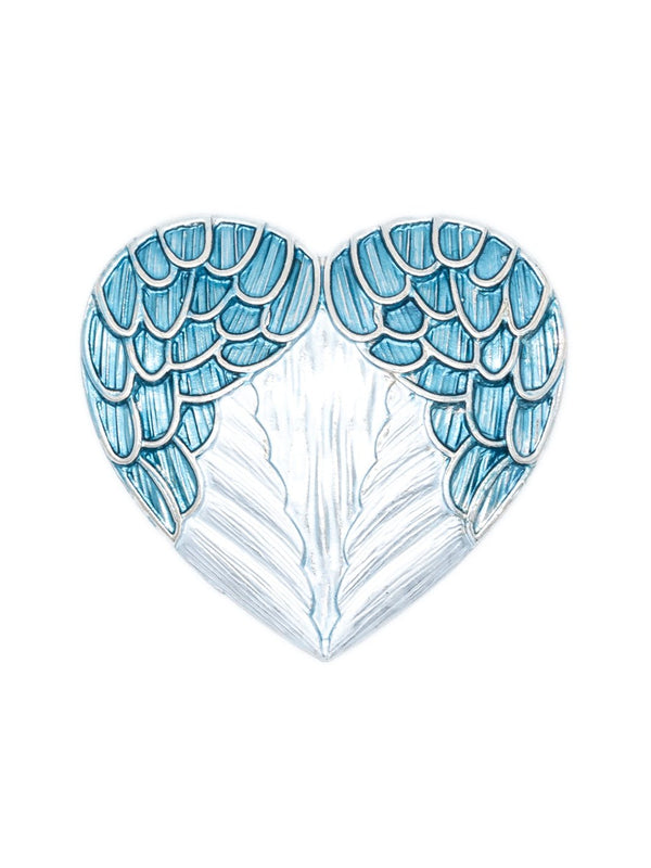 Magnetbrosche 'Engelsflügel Herz' in Blau und Rosa – in großen Größen von CurvyRausch. Stylische Plus Size Fashion für kurvige Frauen.