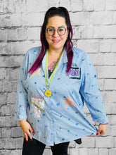 Nadelstreifen Bluse mit Sternchen - CurvyRausch - Plus Size Damenmode