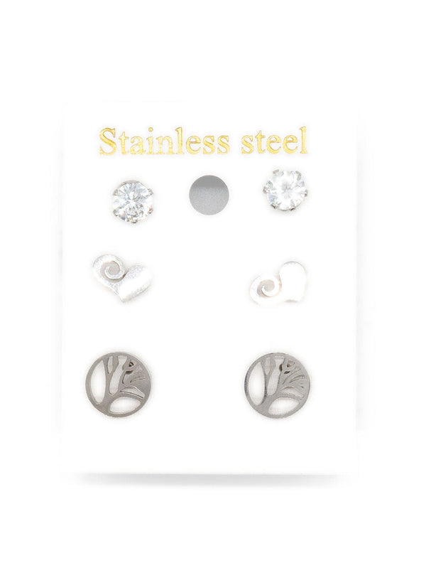 Ohrsteckerset 3 tlg. Strassstecker, Herz & Lebensbaum – in großen Größen von CurvyRausch. Stylische Plus Size Fashion für kurvige Frauen.