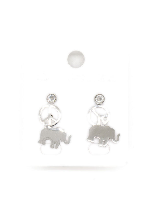 Ohrsteckerset 3 tlg. Strassstecker, Peace & Elefant – in großen Größen von CurvyRausch. Stylische Plus Size Fashion für kurvige Frauen.