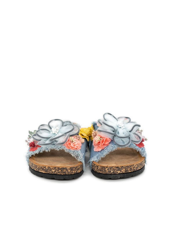 Sandalen im Jeans und Blumen Look – zweite Ansicht