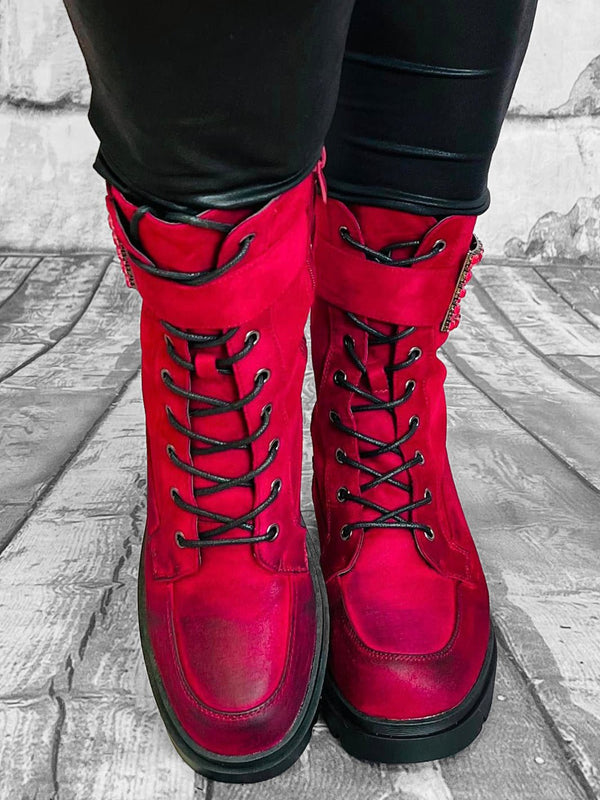 Stiefeletten mit Glitzer-Brosche in pink-beere | 36-38 – zweite Ansicht