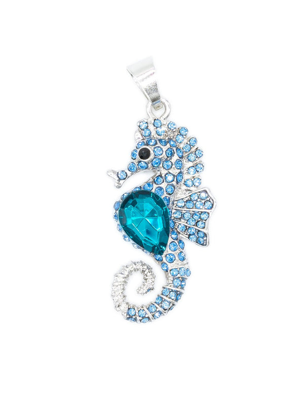 Strahlender Seepferdchen - Anhänger mit blauen Strasssteinen – in großen Größen von CurvyRausch. Stylische Plus Size Fashion für kurvige Frauen.