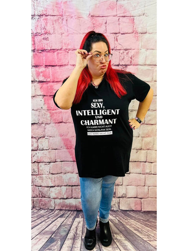 T - Shirt "Ich bin SEXY, INTELLIGENT und CHARMANT..." by CurvyRausch - CurvyRausch - Plus Size Damenmode